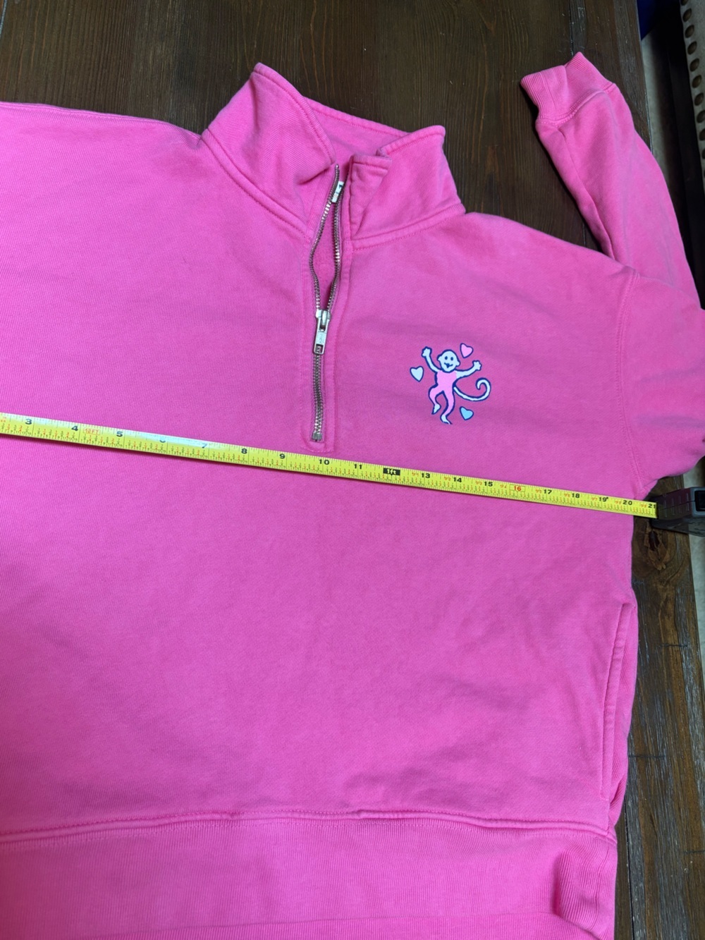Roller Rabbit Monkey Love Pink Half Zip Cropped Pullover Sweatshirt Size XS - Picture 5 of 8